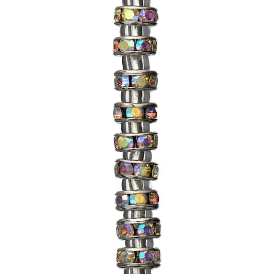 Metal Rhinestone Rondelle Beads, 6mm by Bead Landing&#x2122;